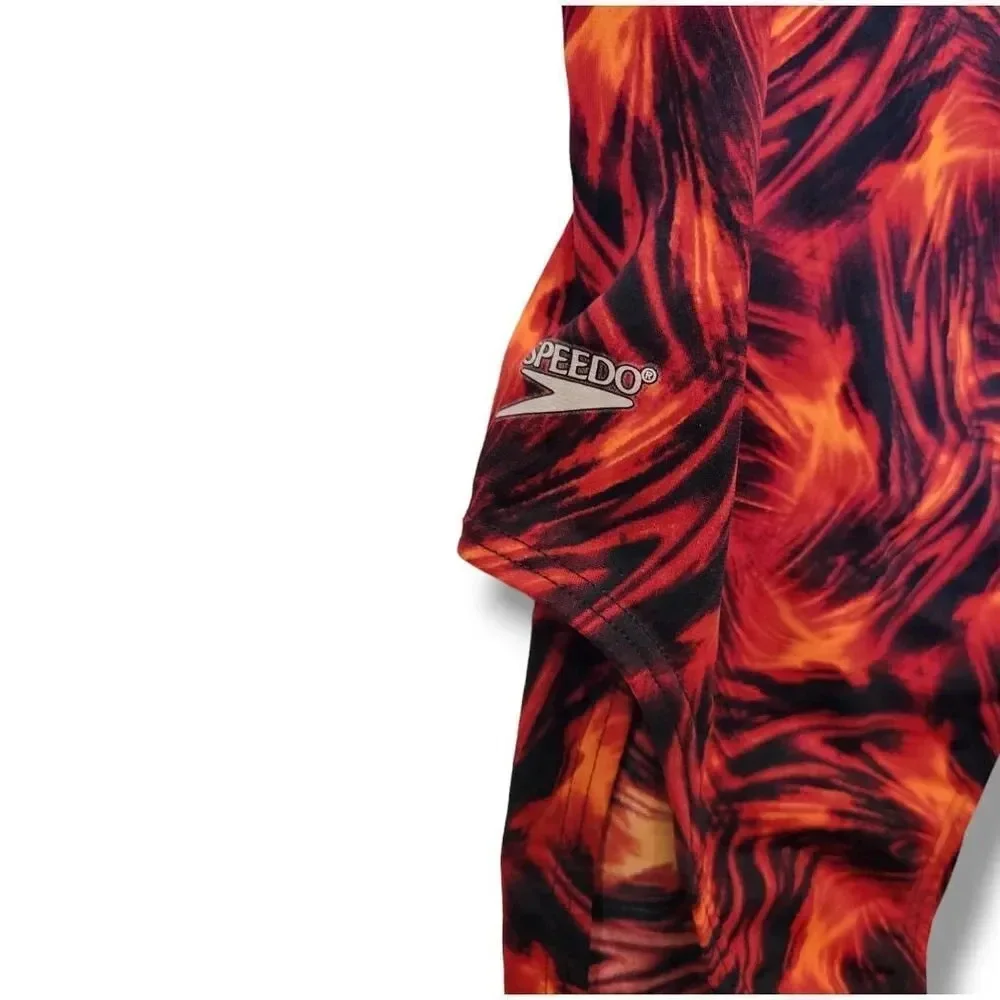 SPEEDO Women’s Black & Red Open-Back Vintage Competitive One-Piece Swimsuit